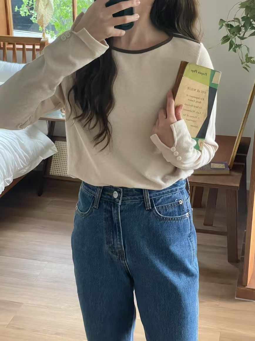 JNE韓國代購女裝新品休閑真品推薦時尚職業人氣熱賣長袖T恤JNE長袖T恤