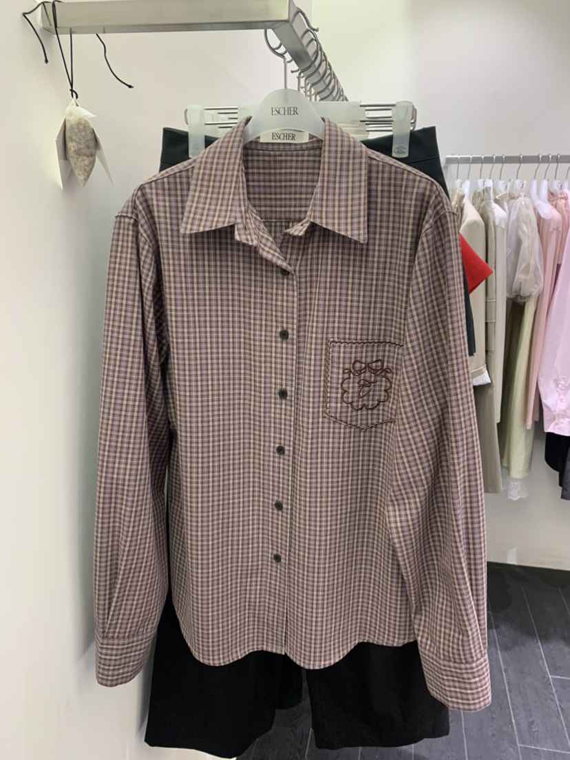 ESCHER東大門代購女裝新品推薦真品休閑職業襯衫蕾絲衫格紋ESCHER襯衫/蕾絲衫