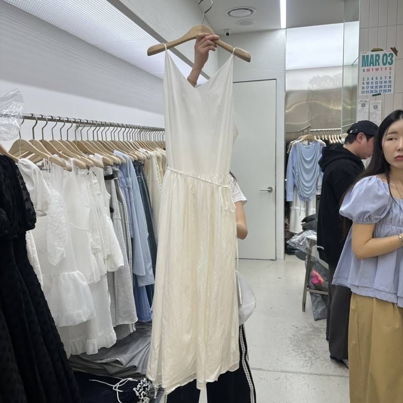 MIXXIN韓國㊣直郵東大門代購女裝新品人氣連衣裙含腰繩超長MIXXIN連衣裙