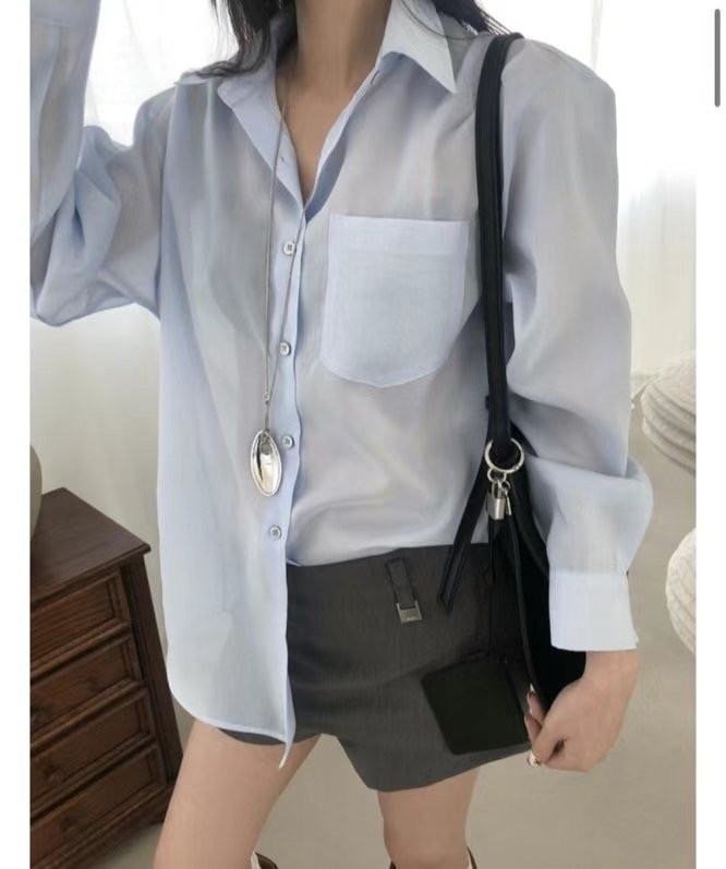 FLAT韓國㊣直郵東大門代購女裝新品25春夏休閑人氣襯衫蕾絲衫FLAT襯衫/蕾絲衫