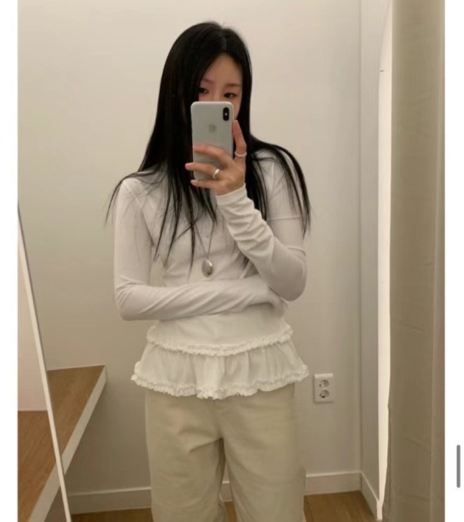 FLAT韓國㊣直郵東大門代購女裝新品推薦人氣25春夏休閑長袖T恤FLAT長袖T恤