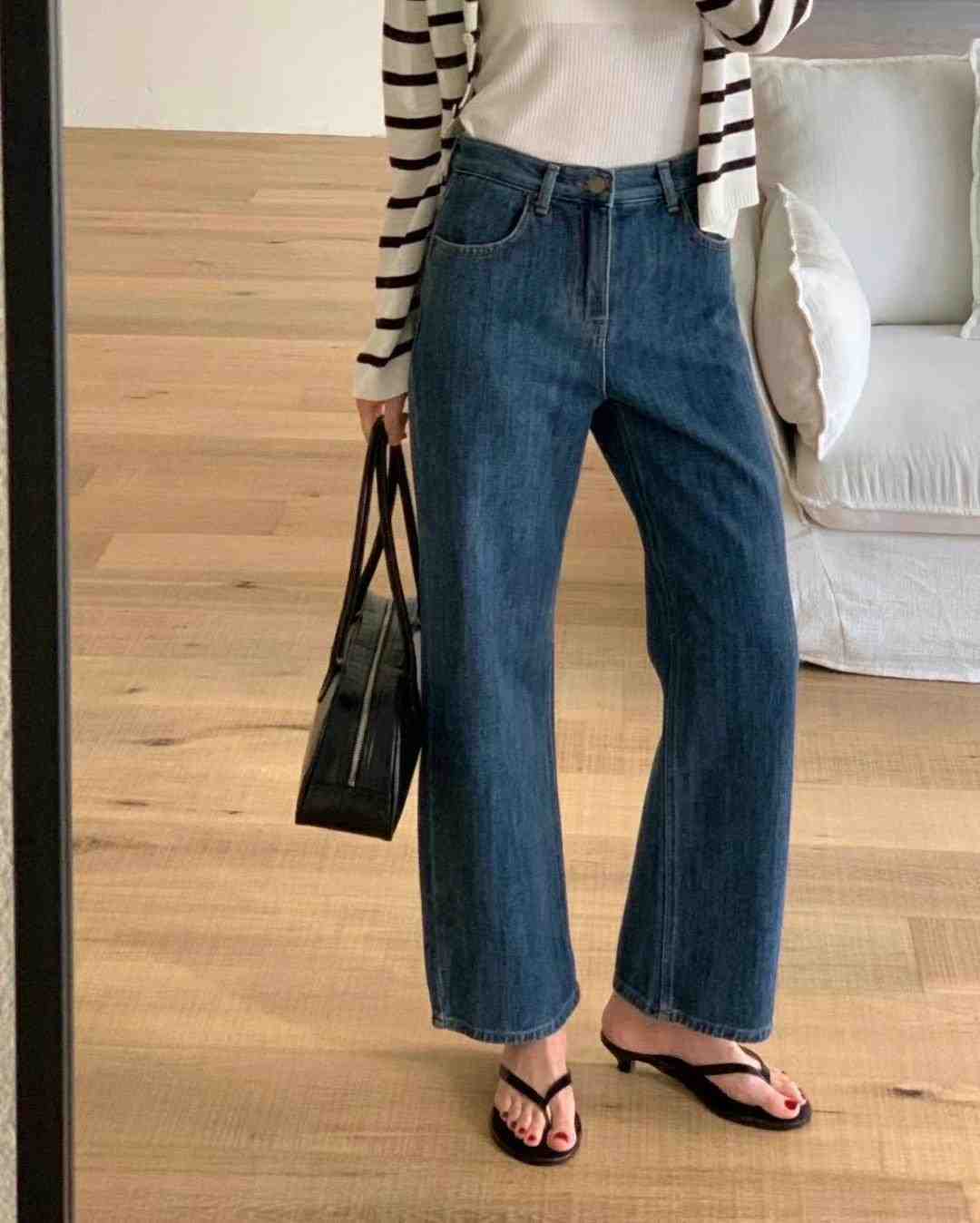 BEE韓國直郵㊣東大門實拍女裝新款熱賣休閑25春夏時尚牛仔褲BEE牛仔褲