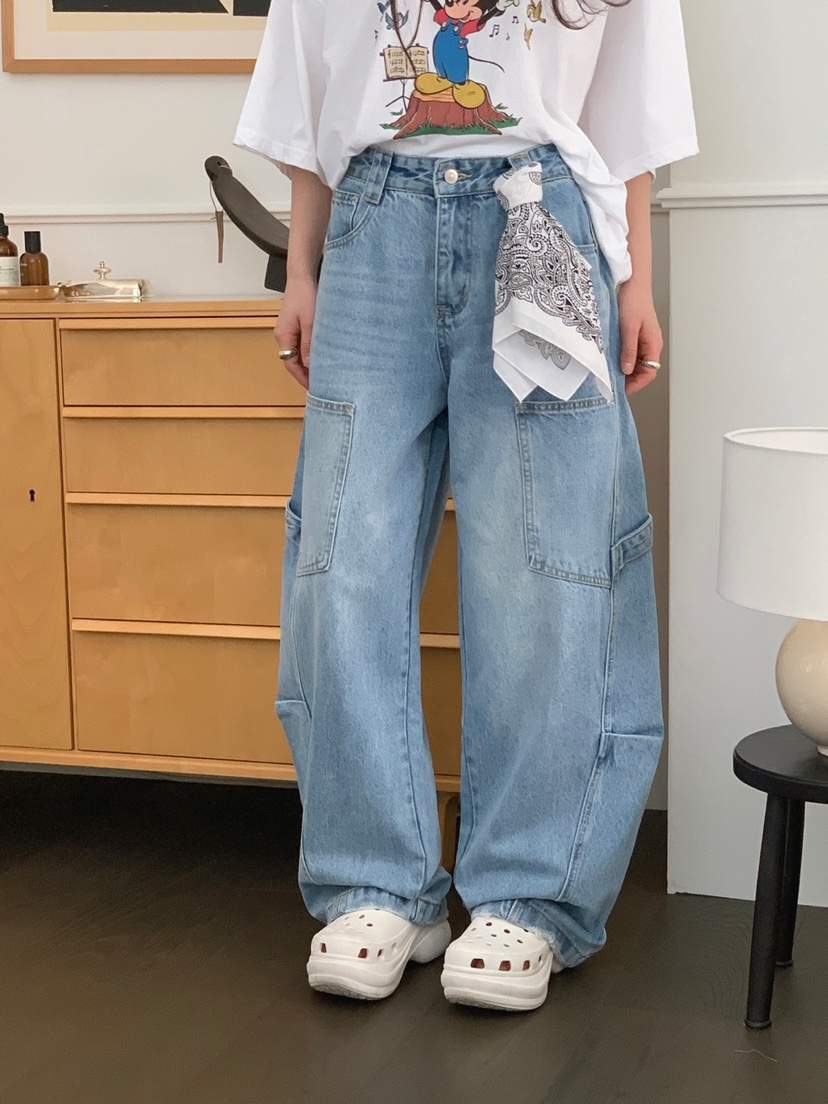 JKICHI韓國直郵㊣東大門實拍女裝新款休閑時尚人氣推薦牛仔褲JKICHI牛仔褲