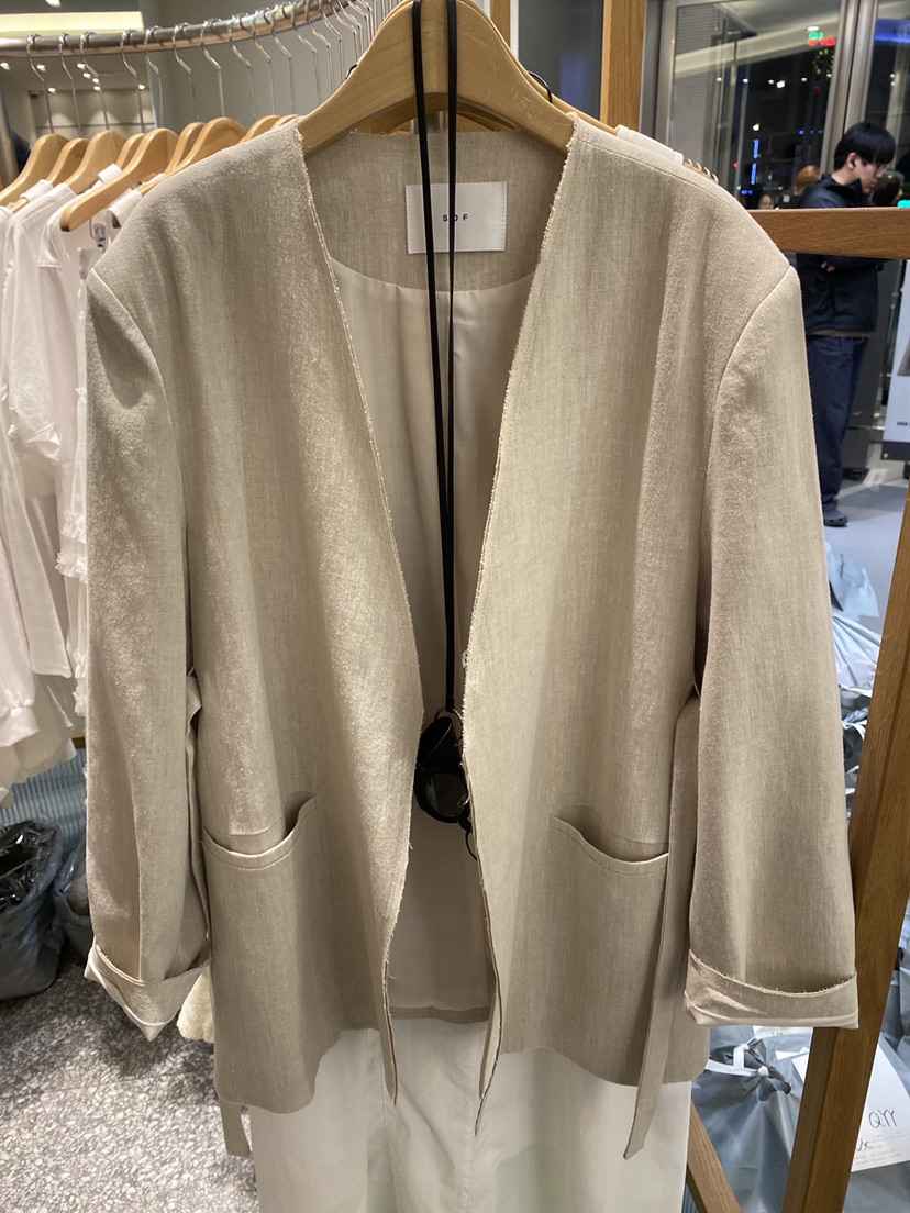 SOF直郵韓國代購㊣女裝新品25春夏時尚休閑推薦人氣夾克亞麻SOF夾克