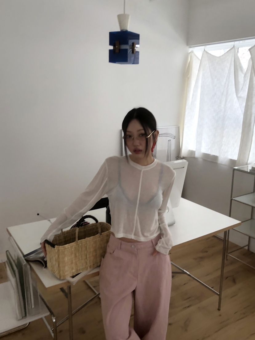 SUNDER MARKET直郵韓國代購㊣女裝新款休閑時尚推薦長袖T恤SUNDER MARKET長袖T恤
