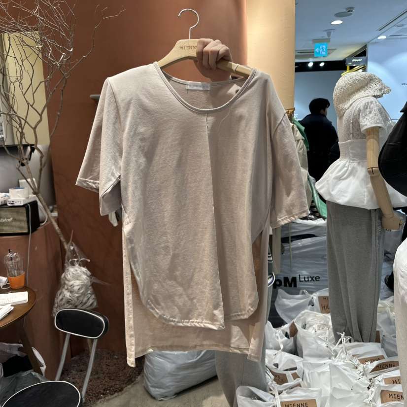 MIENNE韓國㊣直郵東大門代購女裝新品人氣休閑時尚25春夏T恤絲綢MIENNET恤