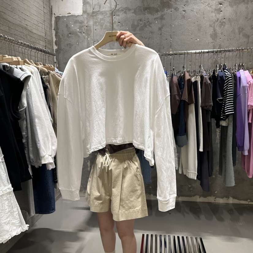 JUNI韓國直郵㊣女裝新品推薦休閑25春夏時尚人氣熱賣長袖T恤my juni長袖T恤