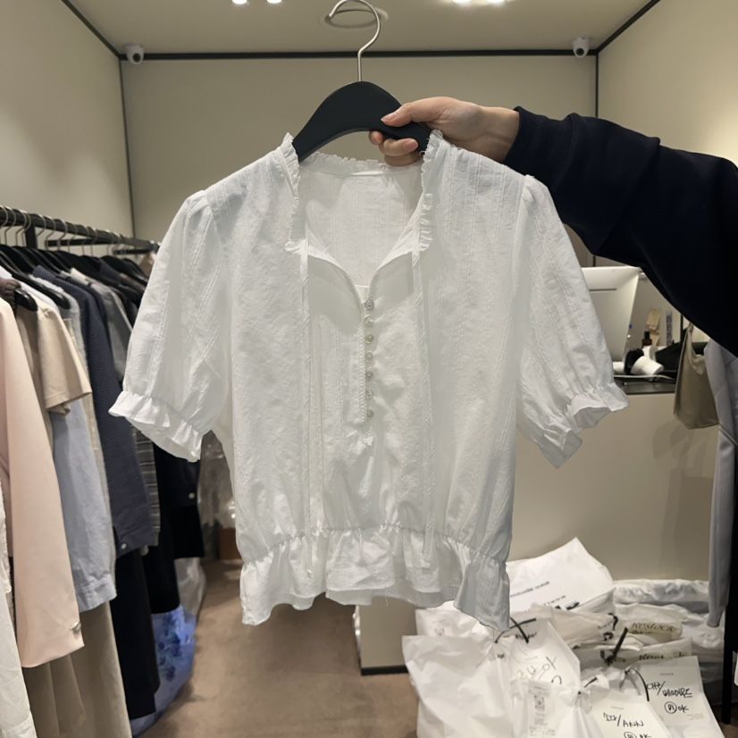 RE STOCK韓國㊣直郵東大門代購女裝新款人氣時尚襯衫蕾絲衫RE STOCK襯衫/蕾絲衫