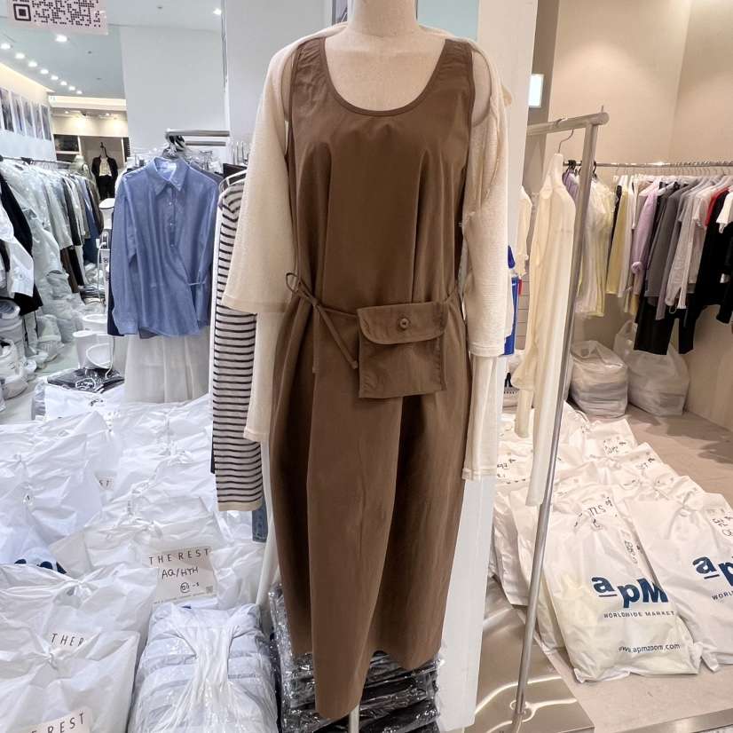 THE REST韓國直郵㊣女裝新品人氣25春夏熱賣休閑連衣裙含腰包THE REST/UNNOEUD連衣裙