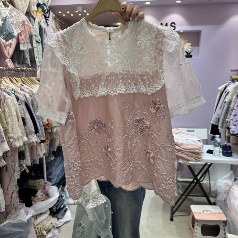 MS韓國㊣直郵東大門代購女裝新款熱賣25春夏時尚襯衫蕾絲衫MS襯衫/蕾絲衫