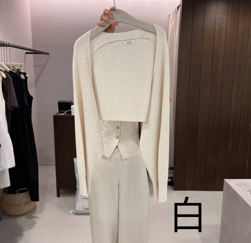 ALATE韓國直郵㊣女裝新品休閑時尚25春夏熱賣針織衫亞麻開衫LEGACY針織衫