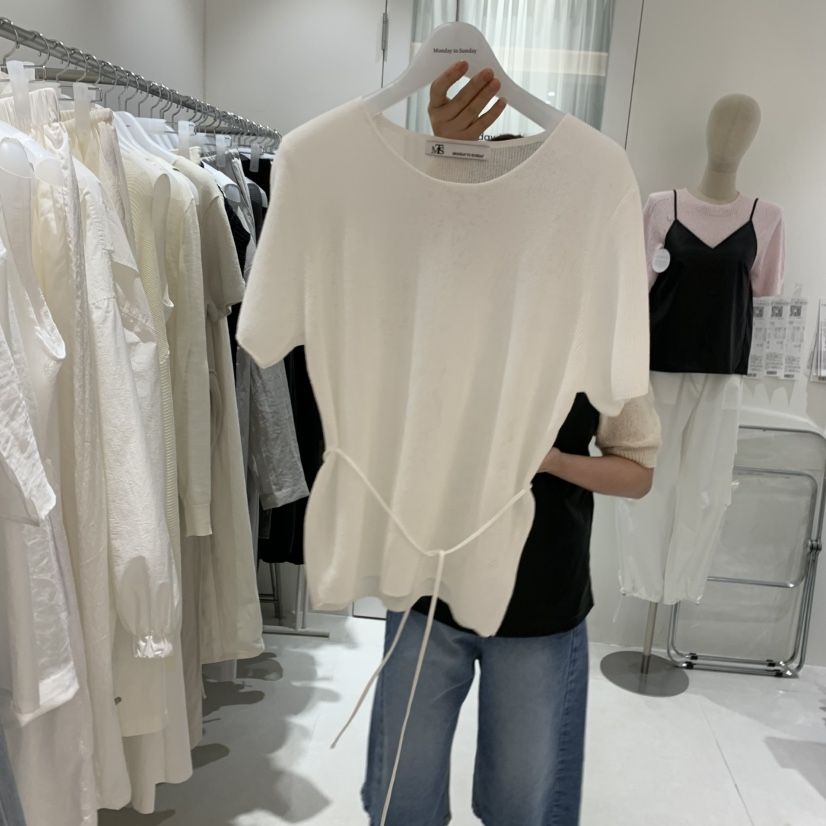 MONDAY TO SUNDAY韓國直郵㊣女裝新款時尚25春夏針織衫含腰繩MONDAY TO SUNDAY針織衫