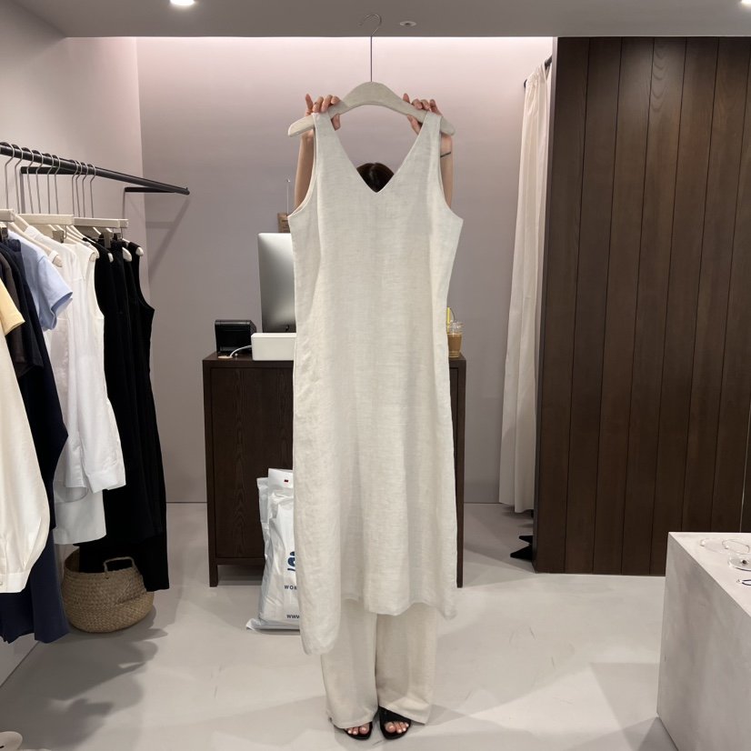 ALATE直郵韓國代購㊣女裝新品時尚熱賣人氣推薦25春夏連衣裙亞麻LEGACY連衣裙