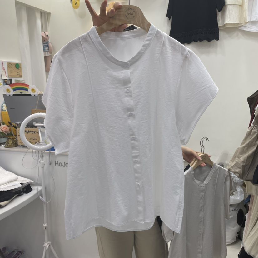 HOJAE韓國直郵㊣東大門實拍女裝新款推薦時尚休閑襯衫蕾絲衫MID-LEVEL JUMP襯衫/蕾絲衫