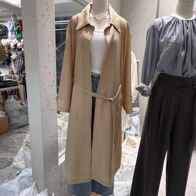 BRONZE韓國直郵㊣東大門實拍女裝新品熱賣人氣長款風衣含腰帶BRONZE長款風衣