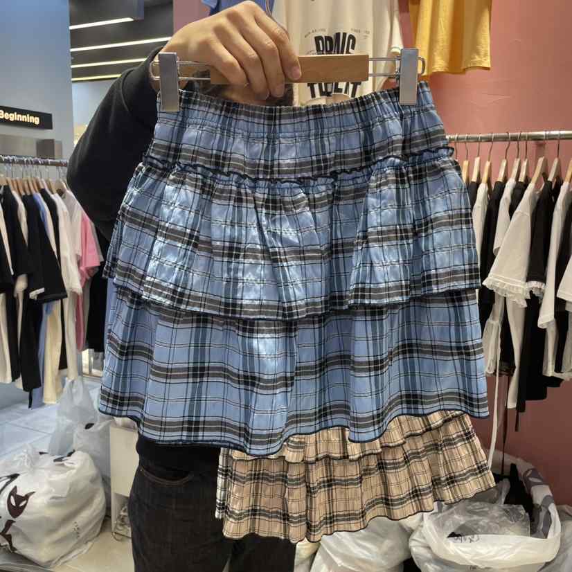 K STORY直郵韓國代購㊣女裝新品熱賣休閑時尚短裙格紋半身裙K STORY短裙