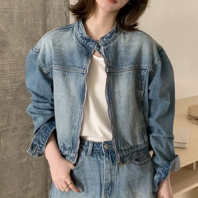 HER韓國直郵㊣女裝新款推薦25春夏休閑人氣時尚熱賣夾克拉鏈HER夾克