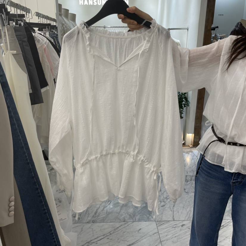 MOANA韓國㊣直郵東大門代購女裝新品推薦休閑襯衫蕾絲衫刺繡MOANA襯衫/蕾絲衫
