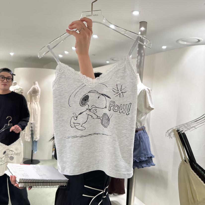 JERRY HALL-P韓國㊣直郵東大門代購女裝新品熱賣吊帶背心史努比蕾絲JERRY HALL吊帶/背心