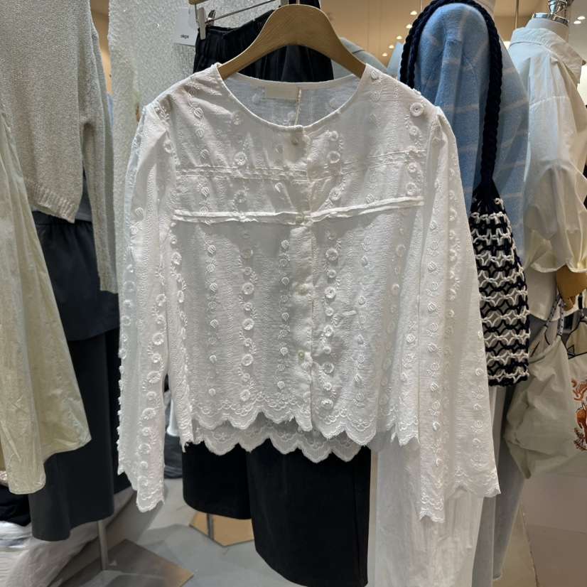 ALEGRE韓國㊣直郵東大門代購女裝新款25春夏休閑襯衫蕾絲衫ALEGRE襯衫/蕾絲衫
