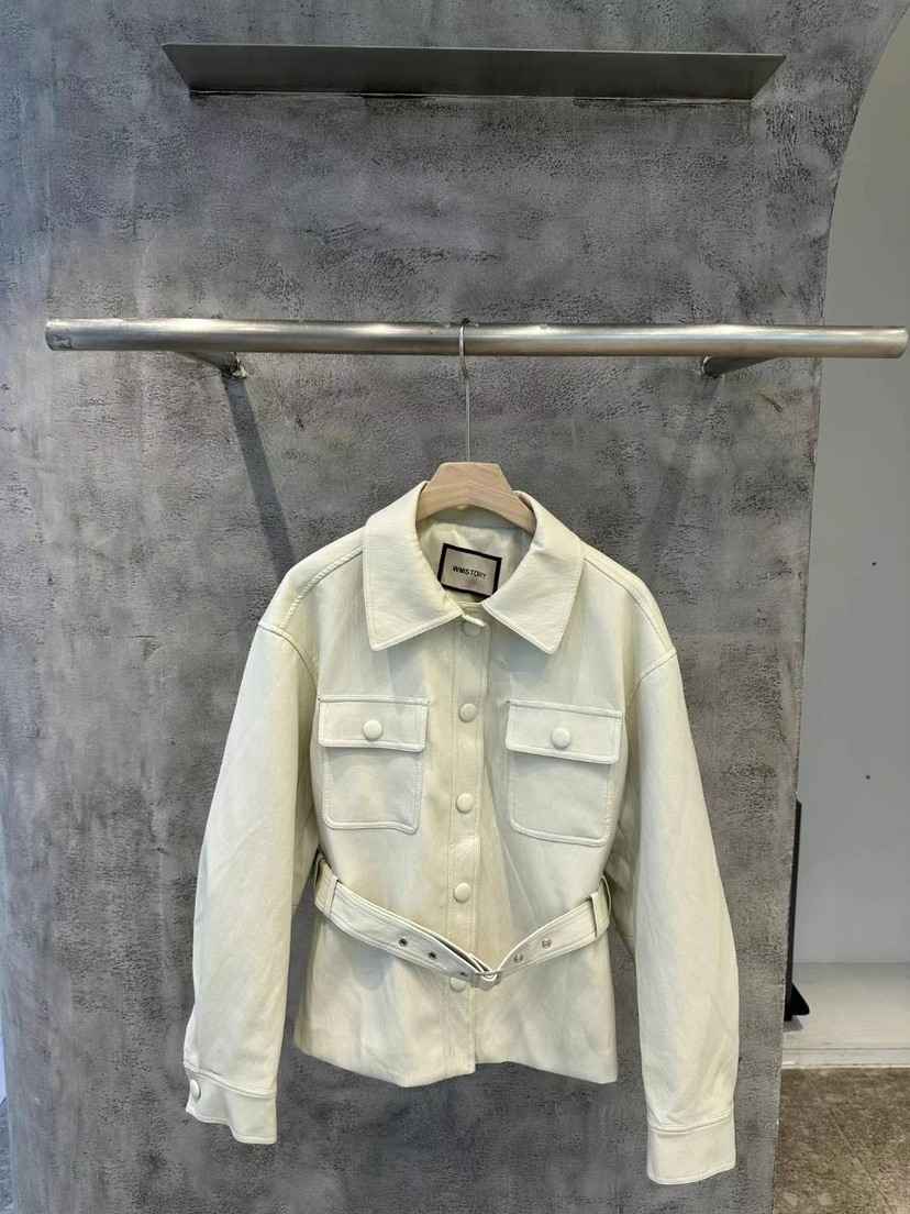SIMPLE PARK/WMSTORY韓國㊣直郵東大門代購女裝新品推薦皮衣含腰帶SIMPLE PARK/WMSTORY皮衣