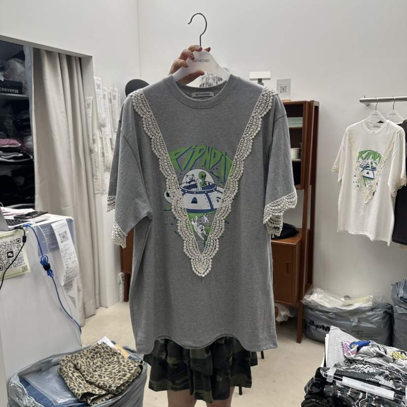 INTHEEND直郵韓國代購㊣女裝新款熱賣休閑人氣時尚25春夏T恤蕾絲INTHEENDT恤