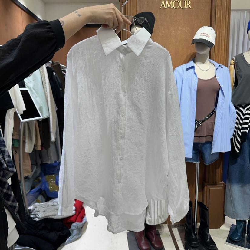 AMOUR韓國㊣直郵東大門代購女裝新款25春夏人氣休閑襯衫蕾絲衫AMOUR襯衫/蕾絲衫