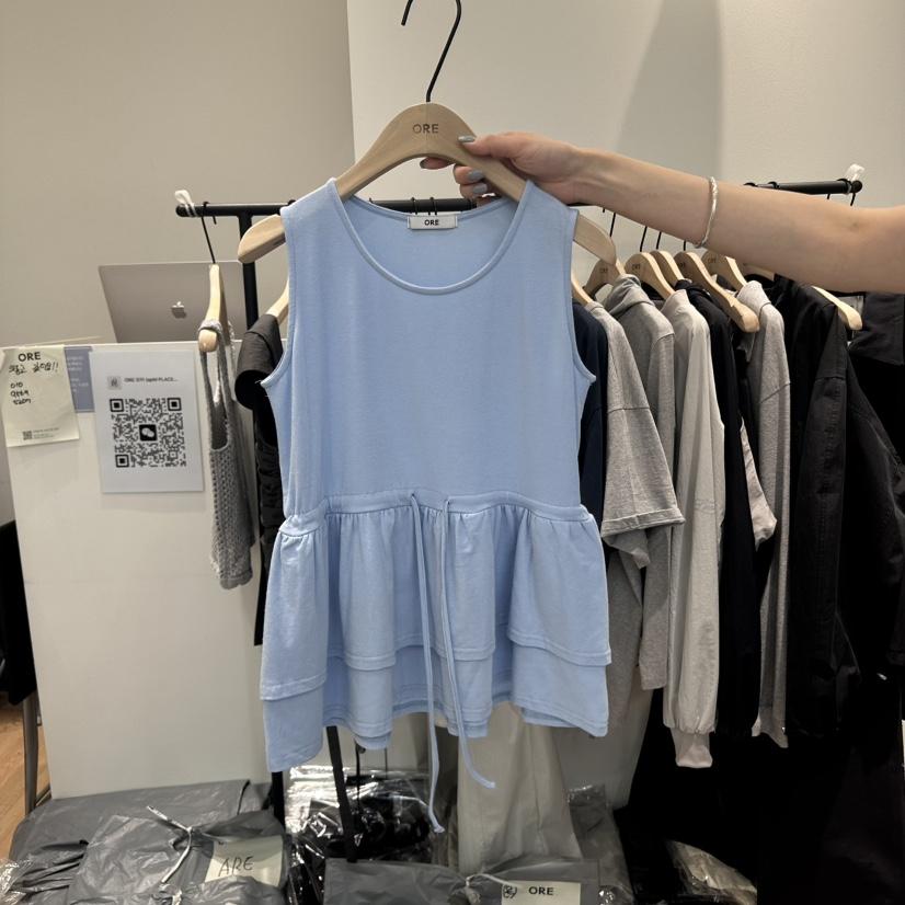 ORE-P韓國直郵㊣東大門實拍女裝新款25春夏吊帶背心荷葉邊ORE吊帶/背心