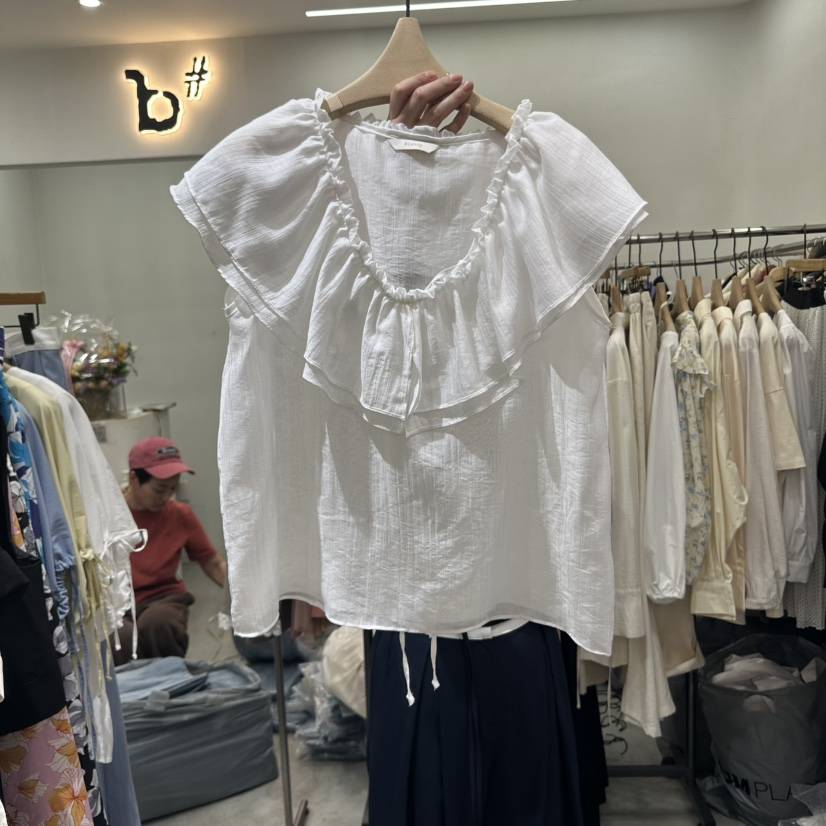BISHOP直郵韓國代購㊣女裝新品25春夏時尚熱賣休閑襯衫蕾絲衫b#/BISHOP襯衫/蕾絲衫