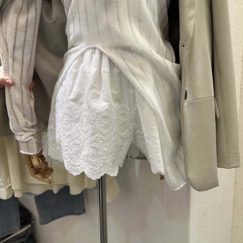 EYEL韓國㊣直郵東大門代購女裝新品時尚熱賣25春夏短褲蕾絲EYEL短褲