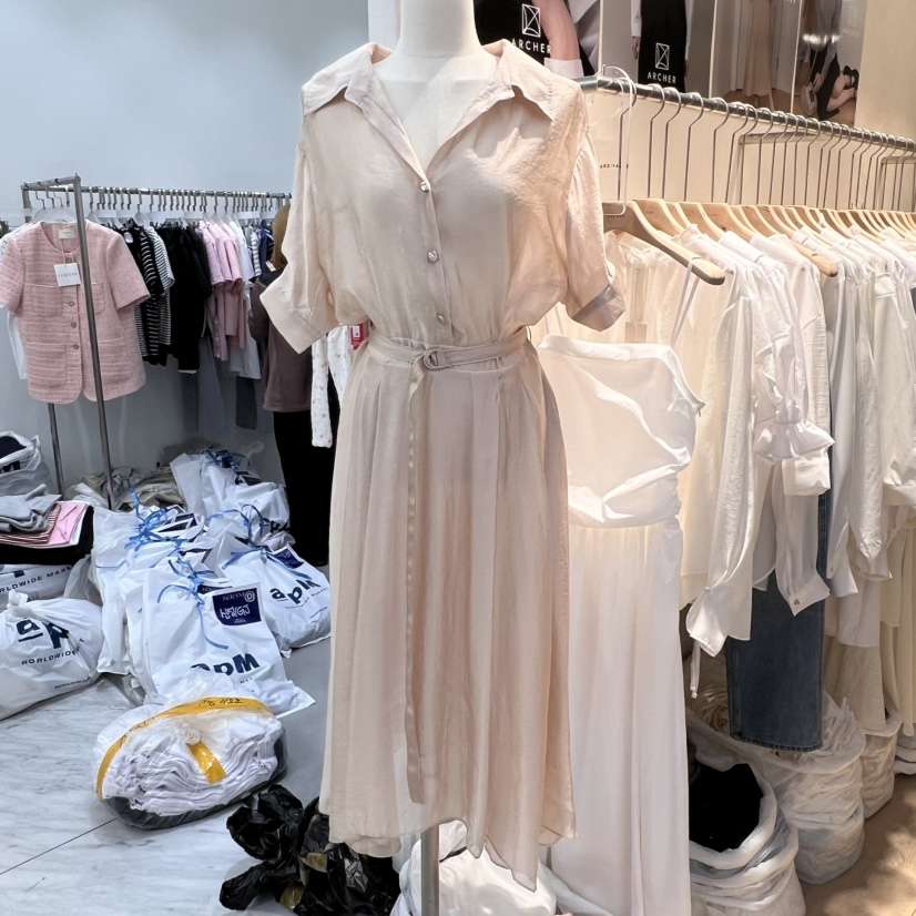 ARCHER韓國直郵㊣女裝新品人氣熱賣25春夏休閑連衣裙含腰帶ARCHER連衣裙