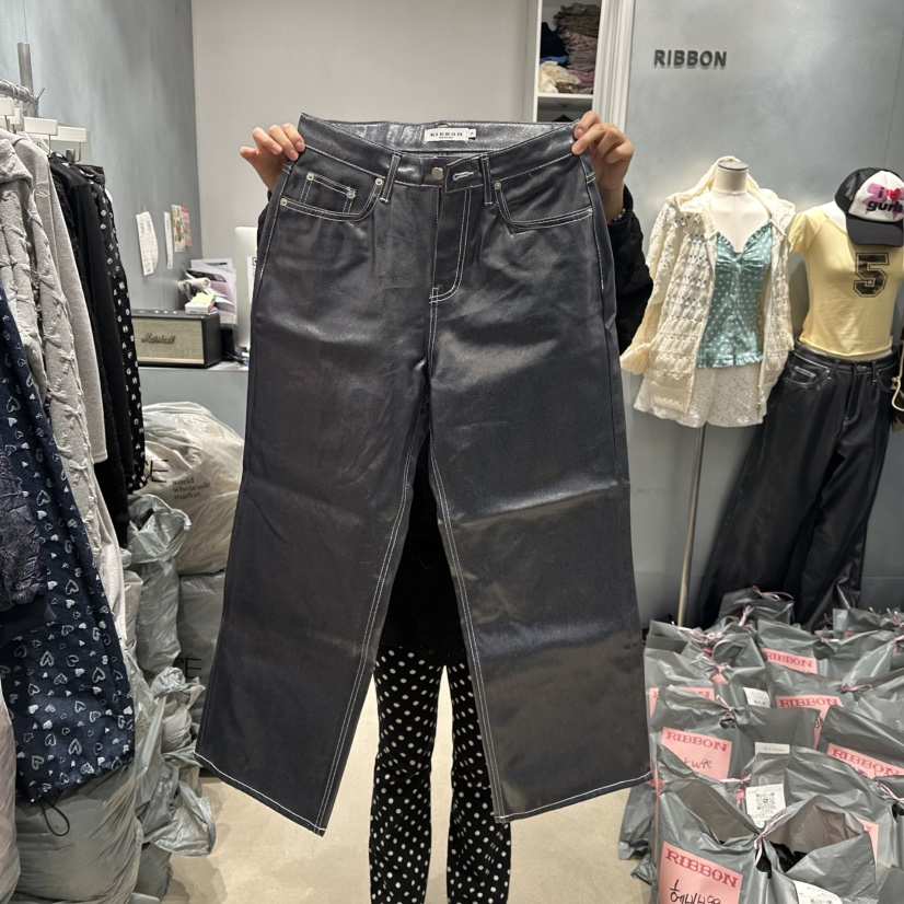 RIBBON直郵韓國代購㊣女裝新品人氣25春夏休閑熱賣推薦牛仔褲RIBBON牛仔褲