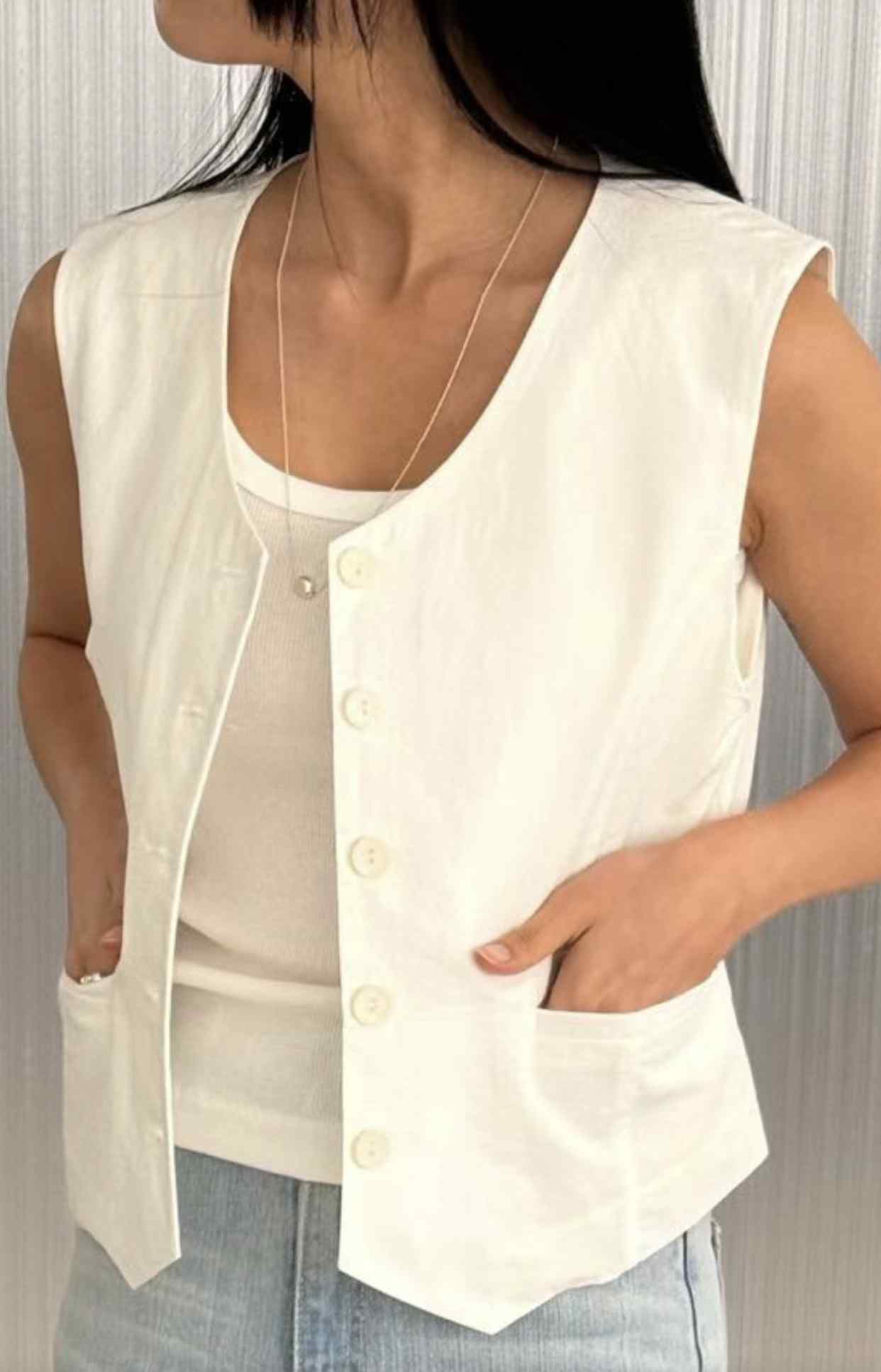 ONE AND韓國直郵㊣東大門實拍女裝新品休閑熱賣25春夏馬甲ONE AND馬甲