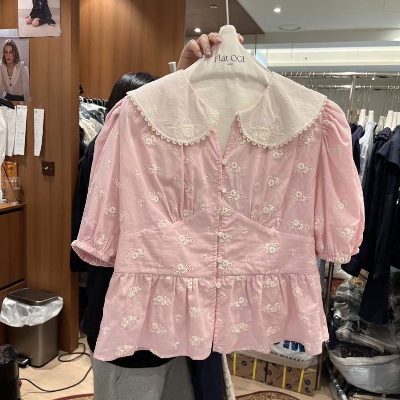 OGI直郵韓國代購㊣女裝新品休閑推薦25春夏時尚人氣襯衫蕾絲衫FLat OGI襯衫/蕾絲衫
