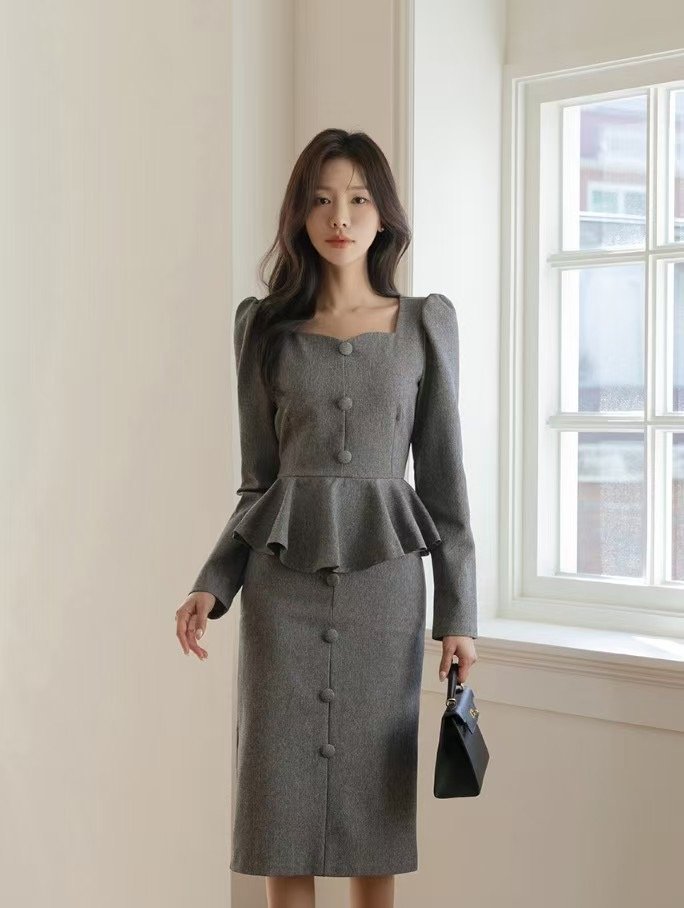 ALLURE韓國直郵㊣女裝新款休閑推薦25春夏人氣連衣裙荷葉邊ALLURE連衣裙