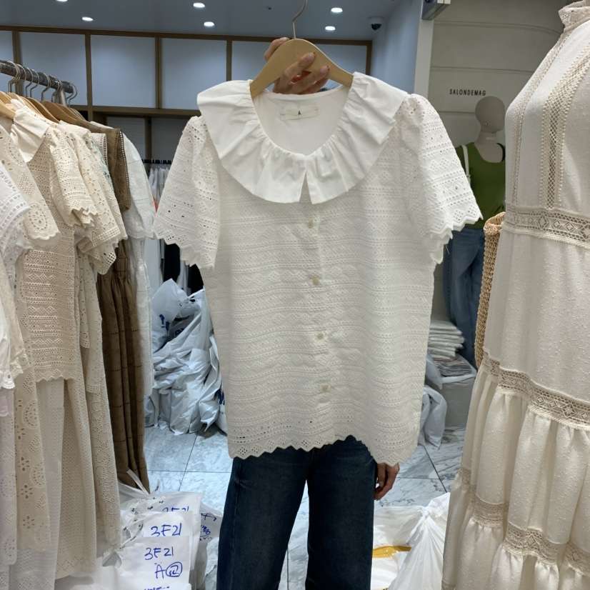 A直郵韓國代購㊣女裝新款25春夏休閑推薦熱賣時尚襯衫蕾絲衫A STORE襯衫/蕾絲衫