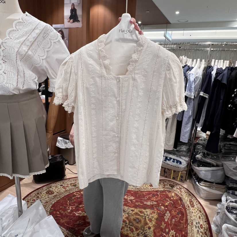 OGI直郵韓國代購㊣女裝新品休閑人氣25春夏熱賣推薦襯衫蕾絲衫FLat OGI襯衫/蕾絲衫