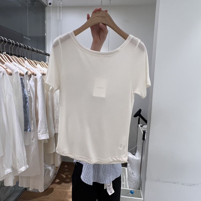 VERVEINE韓國㊣直郵東大門代購女裝新品時尚熱賣25春夏T恤天絲VERVEINET恤