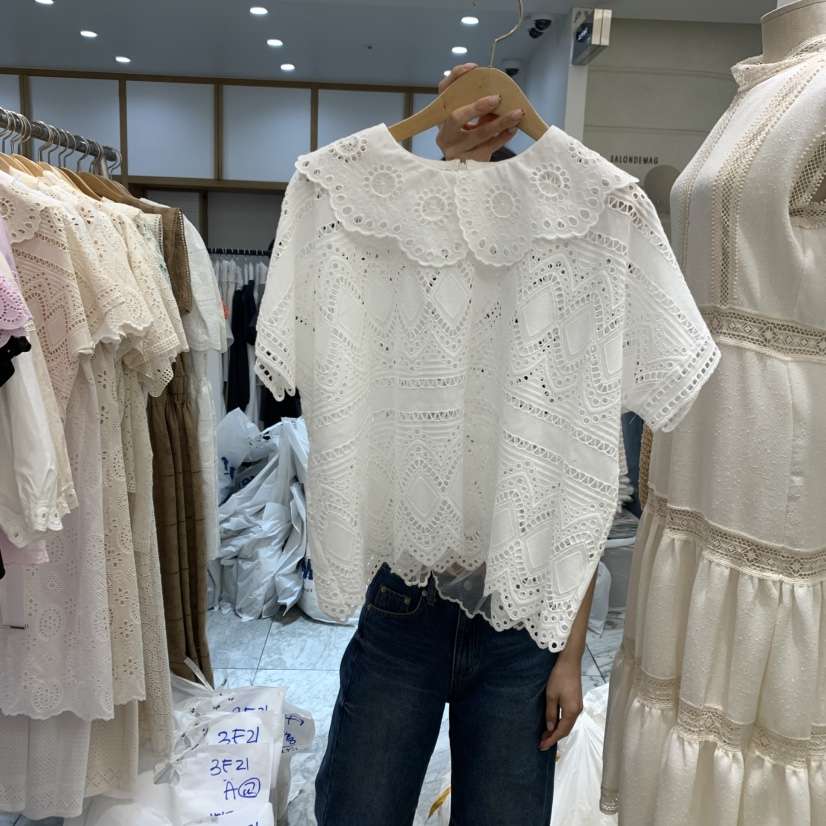 A直郵韓國代購㊣女裝新品25春夏人氣時尚推薦休閑襯衫蕾絲衫A STORE襯衫/蕾絲衫