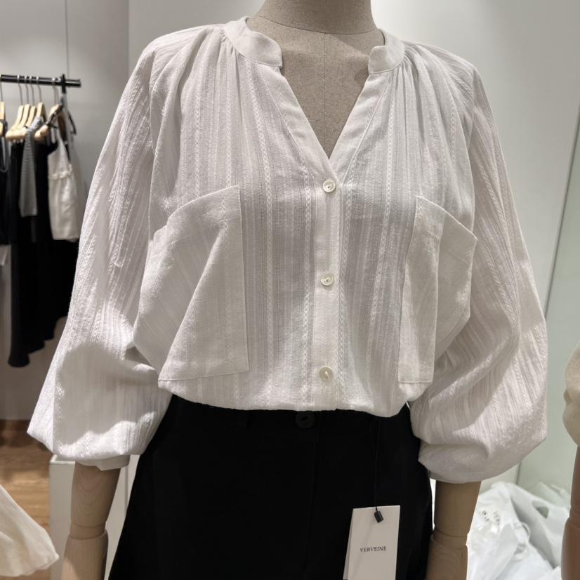 VERVEINE韓國直郵㊣東大門實拍女裝新品25春夏襯衫蕾絲衫褶皺VERVEINE襯衫/蕾絲衫
