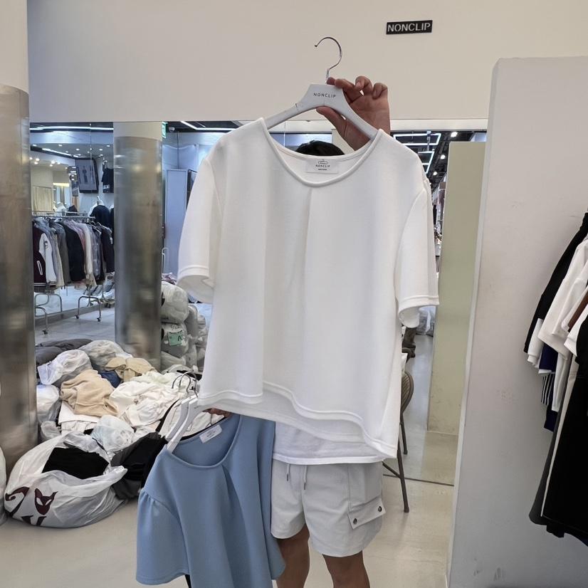 NON CLIP韓國直郵㊣女裝新品25春夏推薦熱賣時尚休閑T恤V領NON CLIPT恤