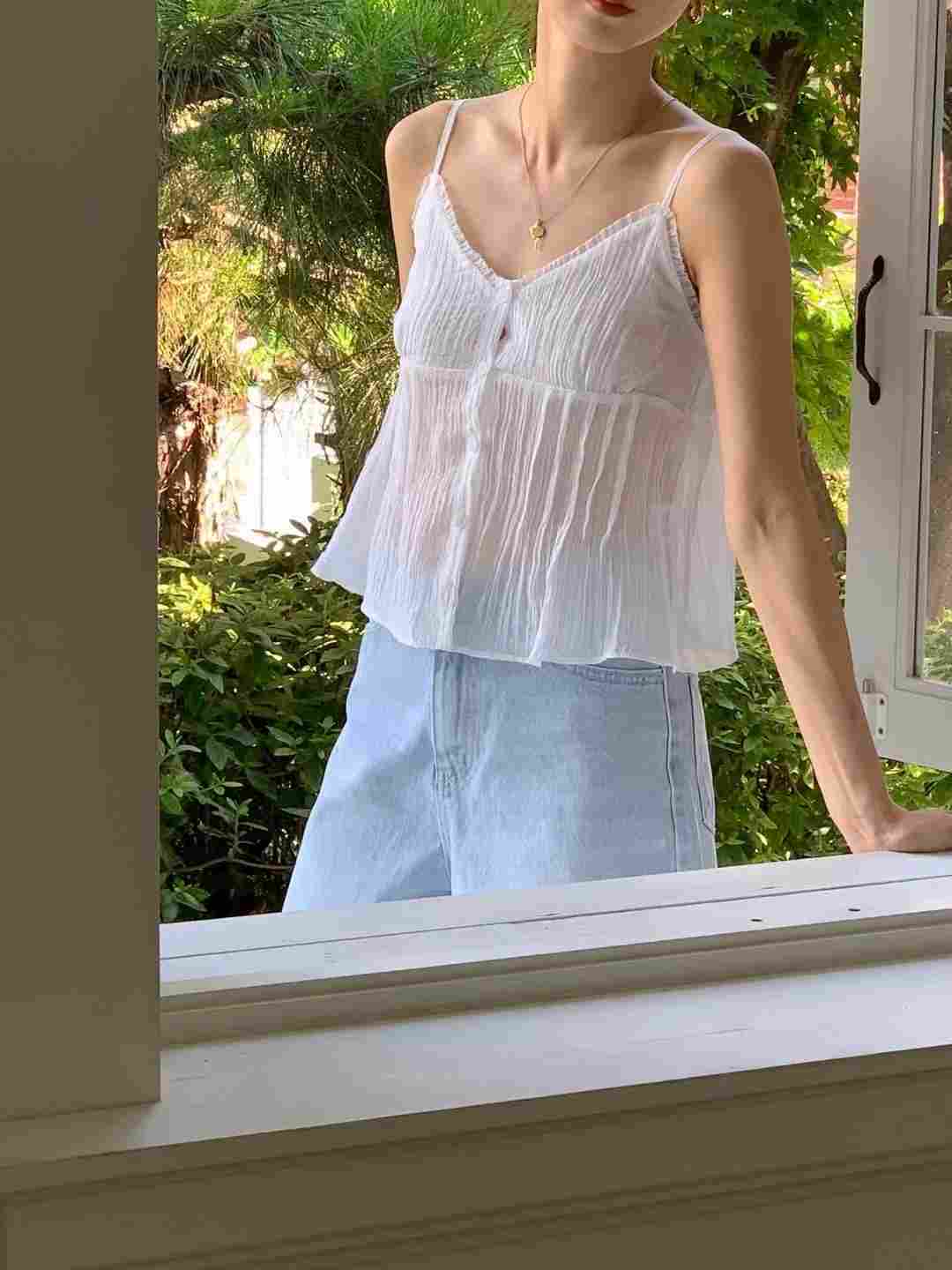 JUILLYSTYLE直郵韓國代購㊣女裝新品25春夏吊帶背心蕾絲緊身JUILLYSTYLE吊帶/背心