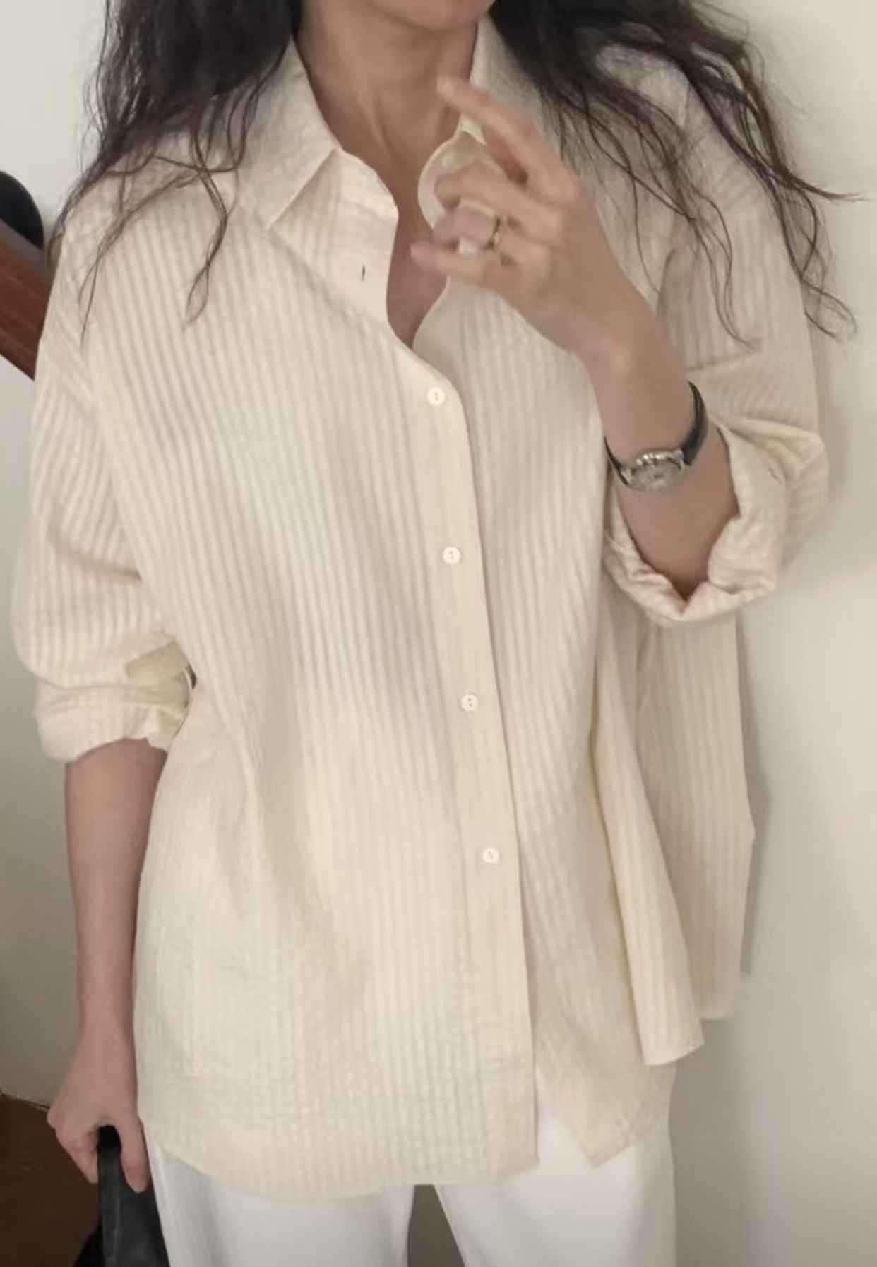 DINING韓國直郵女裝新款25春夏休閑熱賣時尚襯衫蕾絲衫棉質DINING襯衫/蕾絲衫