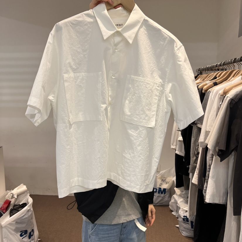 OBJECT韓國直郵㊣女裝新品休閑熱賣人氣推薦襯衫蕾絲衫口袋OBJECT襯衫/蕾絲衫