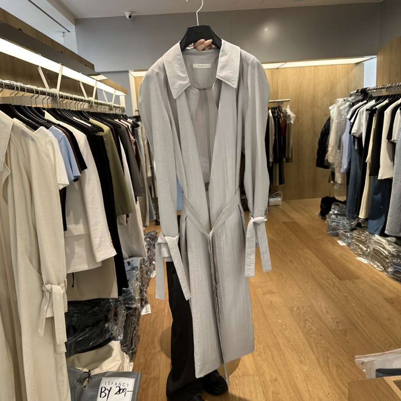 LEFANCY韓國㊣直郵東大門代購女裝新品推薦休閑長款風衣含腰帶LEFANCY長款風衣