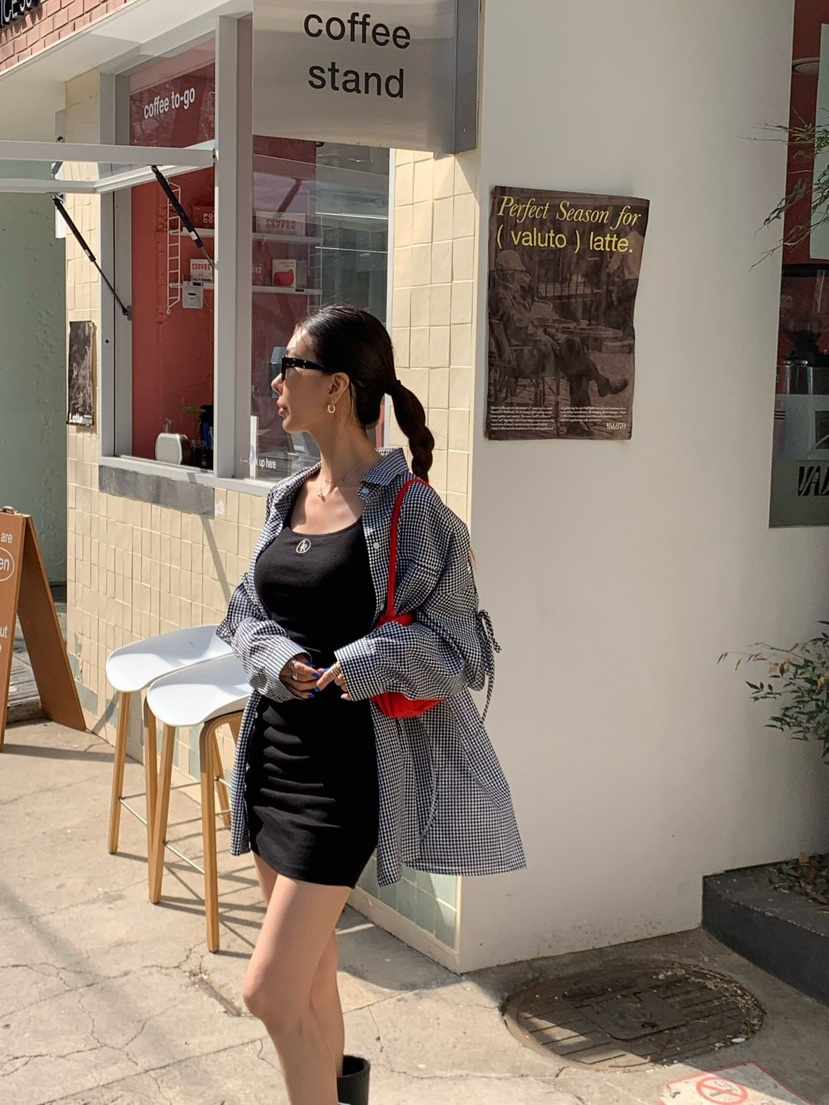 REVE CITE-L韓國代購女裝新品熱賣真品休閑襯衫蕾絲衫格紋REVE CITE襯衫/蕾絲衫