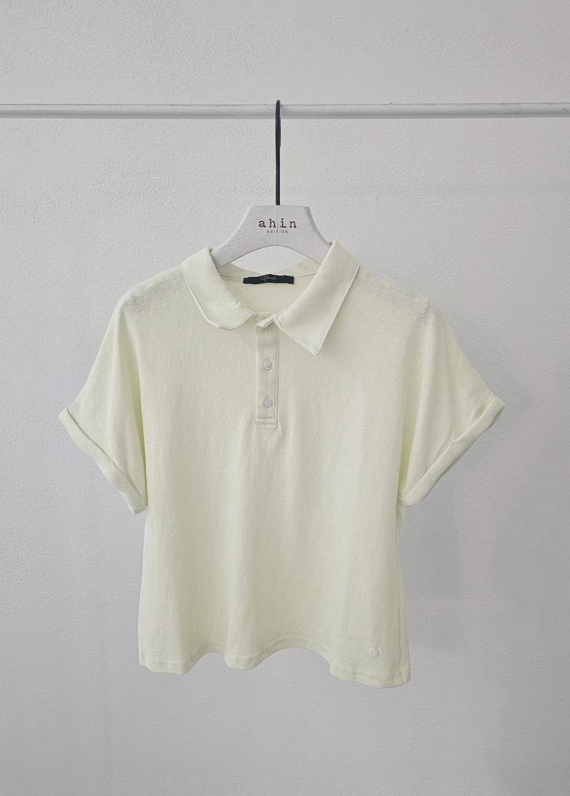 NEOUL韓國直郵女裝新品人氣25春夏熱賣休閑時尚真品推薦T恤NEOUL/ahin雙領標簽T恤