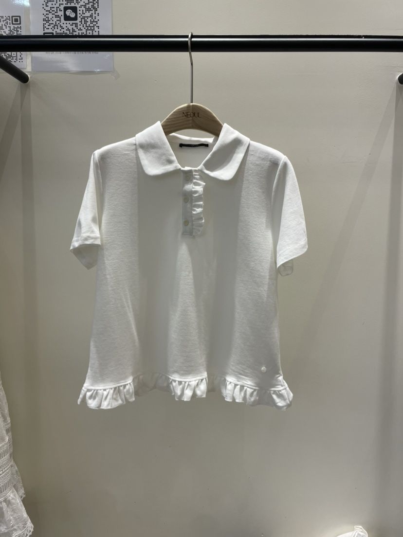 NEOUL韓國代購女裝新品推薦25春夏熱賣休閑真品時尚職業T恤NEOUL/ahin雙領標簽T恤