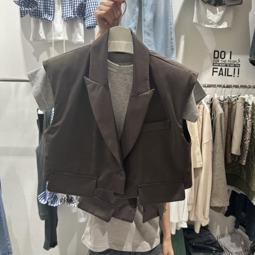 ZIPPER韓國㊣直郵東大門代購女裝新品休閑馬甲不含內搭短款ZIPPER馬甲