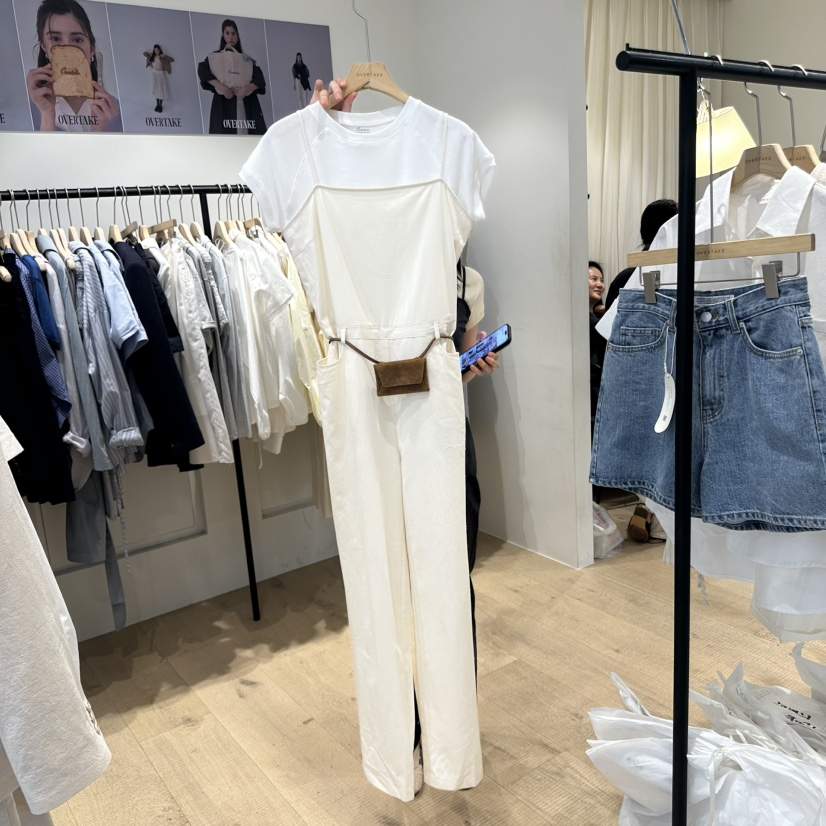 OVERTAKE直郵韓國代購㊣女裝新品熱賣休閑25春夏連體褲不含腰帶OVERTAKE連體褲